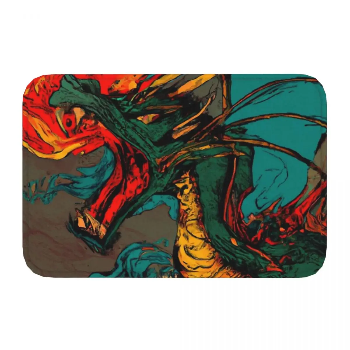 Basilisk Non-slip Doormat Fire Bath Bedroom Mat Welcome Carpet Indoor Pattern Decor