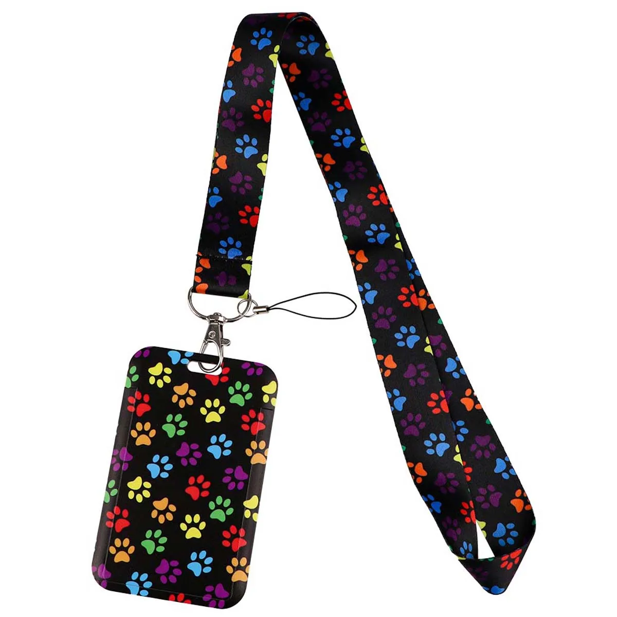 Cute Dog Paws Neck Strap Colorful Keychain Lanyard Credit Card Holders Keycord Key Holder DIY Hanging Rope Phone Accessories