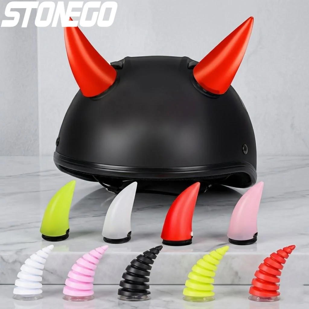 Motorcycle Helmet Devil Horn Design Full Face Motocross Off Road Helmet Accessory Decoration Headwear Suction Mount Car Styling