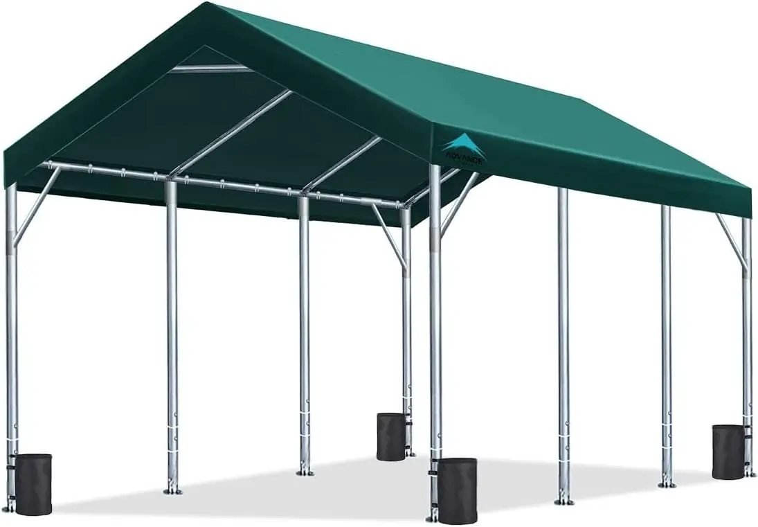 

12x20 Ft Canopy Garage Heavy Duty Carport Car Boat Shelter Party Tent, Adjustable Peak Height From 9.5ft To 11ft,Carports