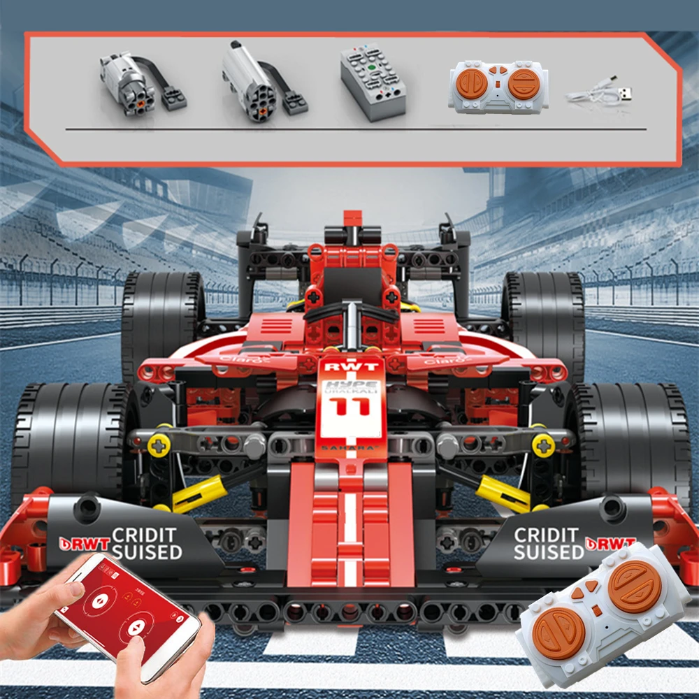 Technical F1 Blocks Racing Car Ferraried Formula 1 Speed Racing Sport City Supercar Model Building Blocks Bricks Kid Toys Gift