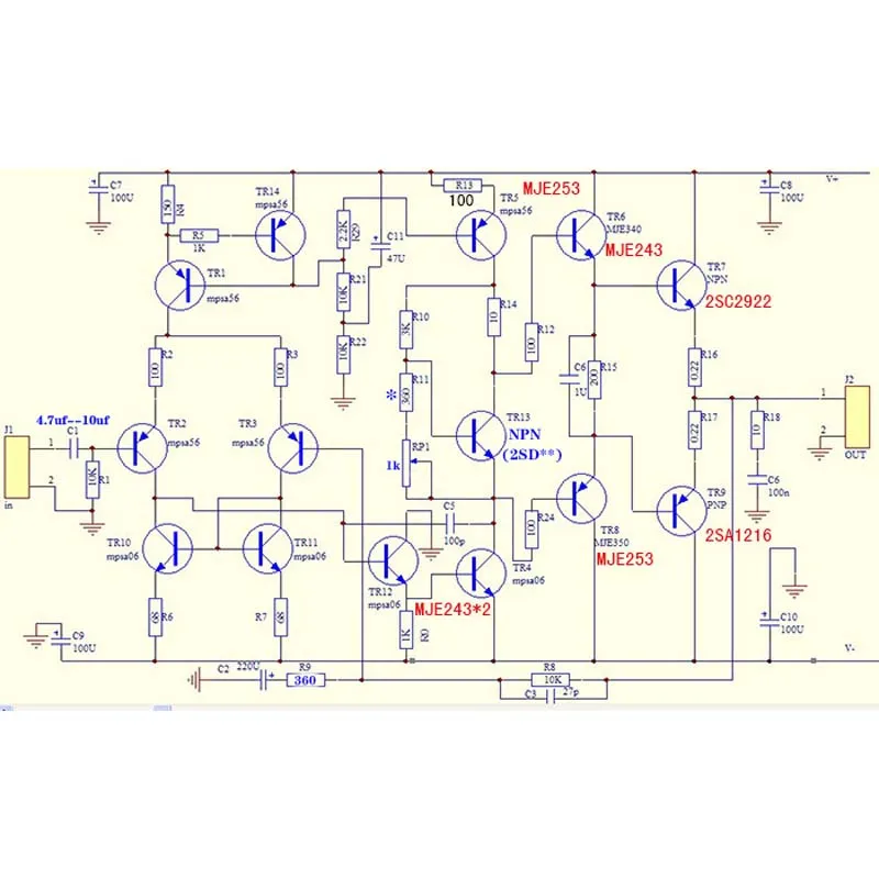 บอร์ดแอมป์แยกส่วนแบบคลาสสิก HIFI รุ่นใหม่ Sanken แอมป์เสียง 35V/us โดย "คู่มือการออกแบบระบบเสียงพลังสูง" 2SC2922 คู่ 24V-คู่ 50V