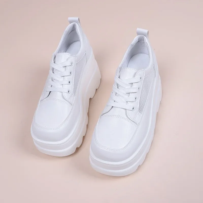 sneakers women trends 2024 NEW White Wedge Sneakers Shoes Platform Breathable Chunky Platform Heel Pumps Shoes Women Heels