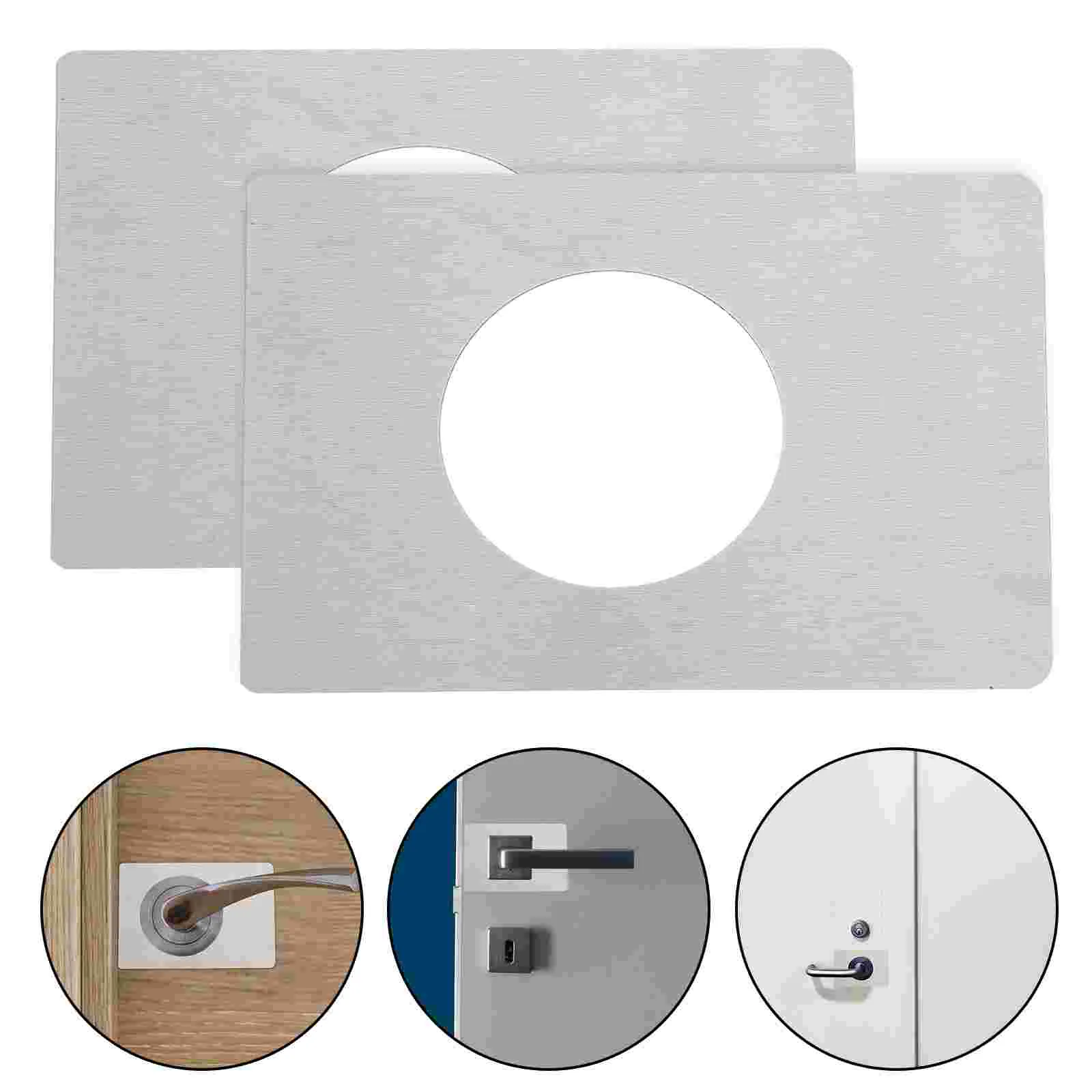 2 Pcs Ball Lock Door Reinforcement Plate Hole Filler Kick Stainless Steel Repair Kit Strike Garage Bracket