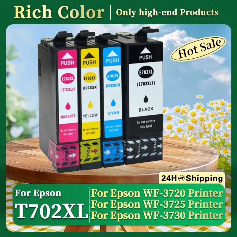 

T702 T702XL 702 702XL Совместимый картридж для принтера Epson Workforce Pro WF-3720 WF-3720DWF WF-3730 WF-3733 DWF 4 цвета