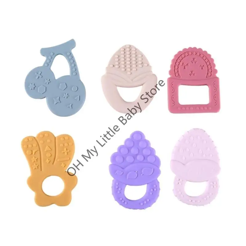 

M76C 6pcs Infant Teething Silicone Toy Teether Soft Teething Relief for Home Or Travel Use During Teething Period