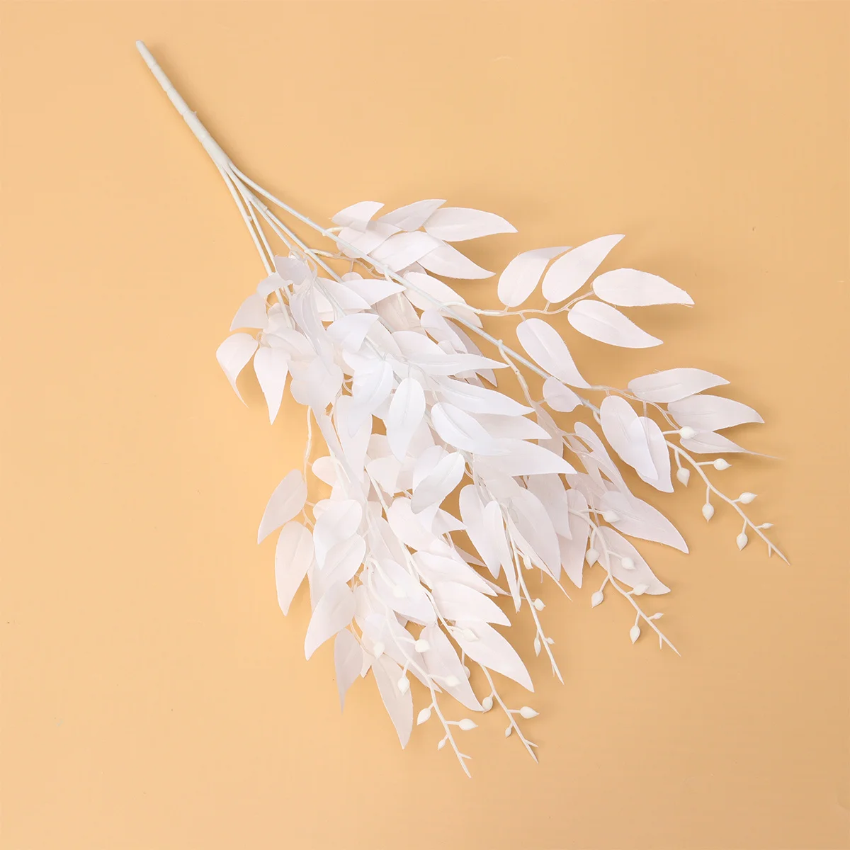 

2 Pcs Living Ornament Faux Plant Decor Indoor White Artificial Leaves for Decoration
