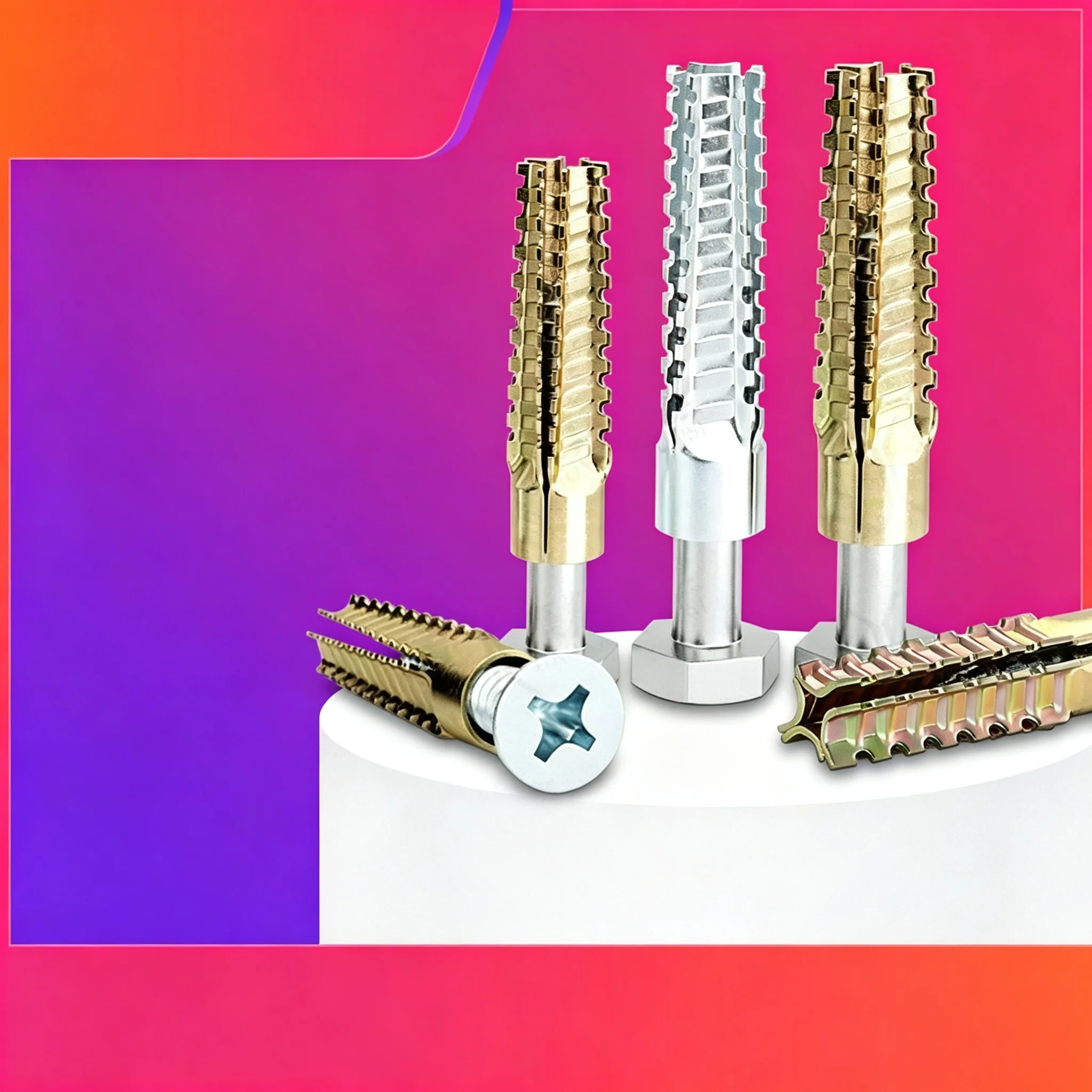 Iron Gecko Expansion Screw M5 M6 M8 M10, Serrated Anti-Loosening Self Tapping Screw for Cement Wall Hollow Brick, Wall Anchor