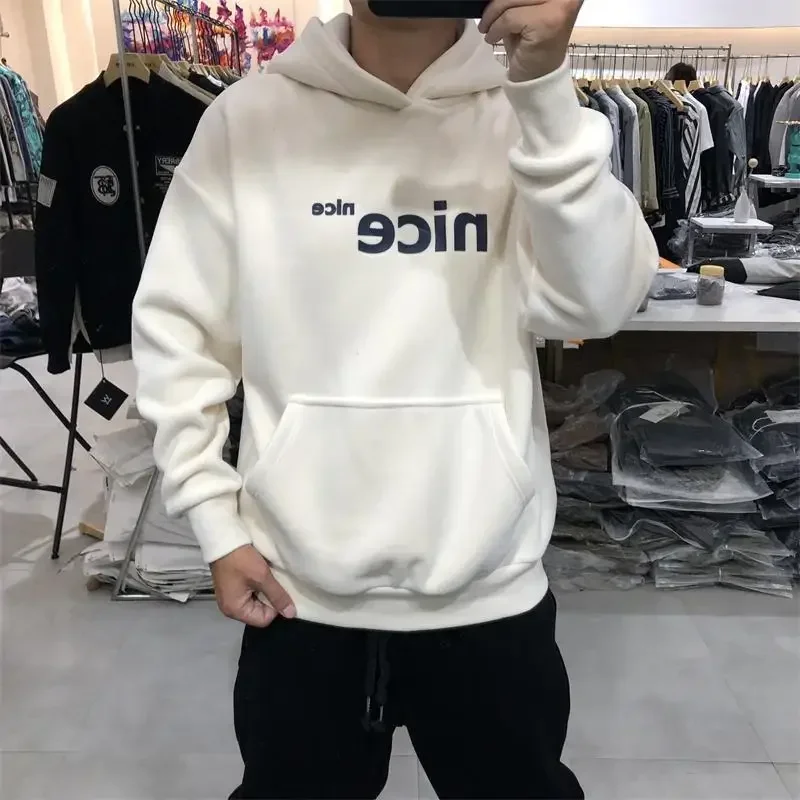 

Man Hoodies Warm Korean Style Solid Sweatshirts for Men New In Cotton Streetwear Funny S Winter Designer Y2k Clothes One Piece