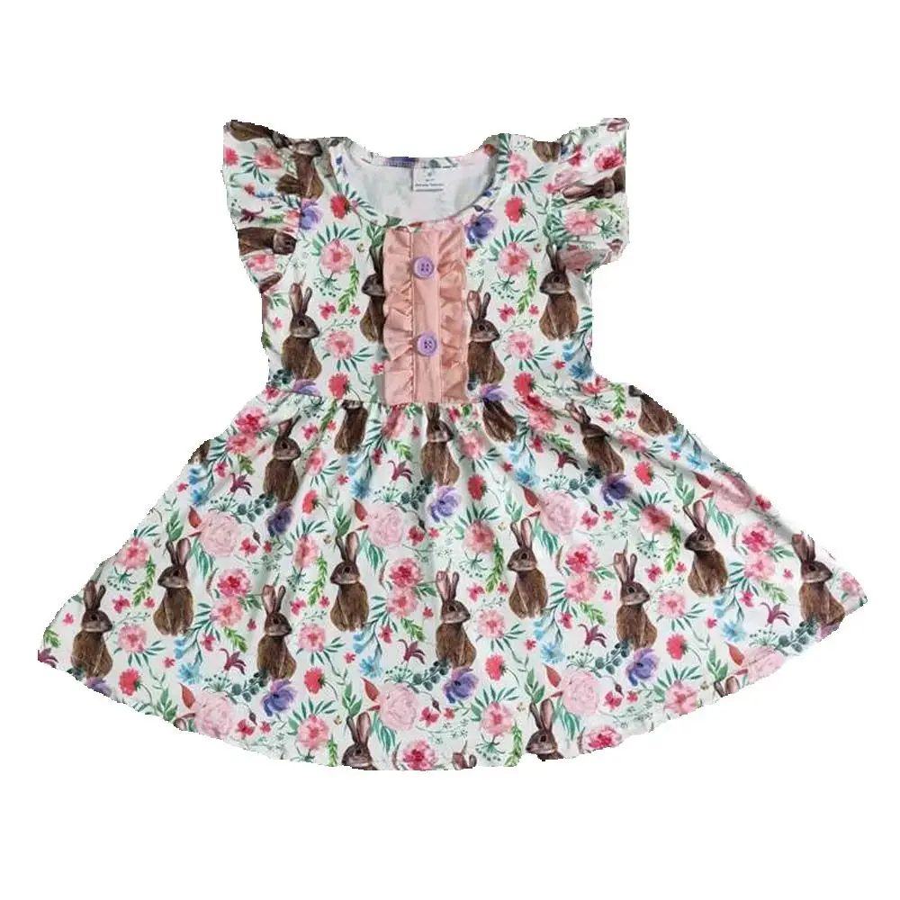 

B11-30 Baby girls rabbit Easter knee length dresses
