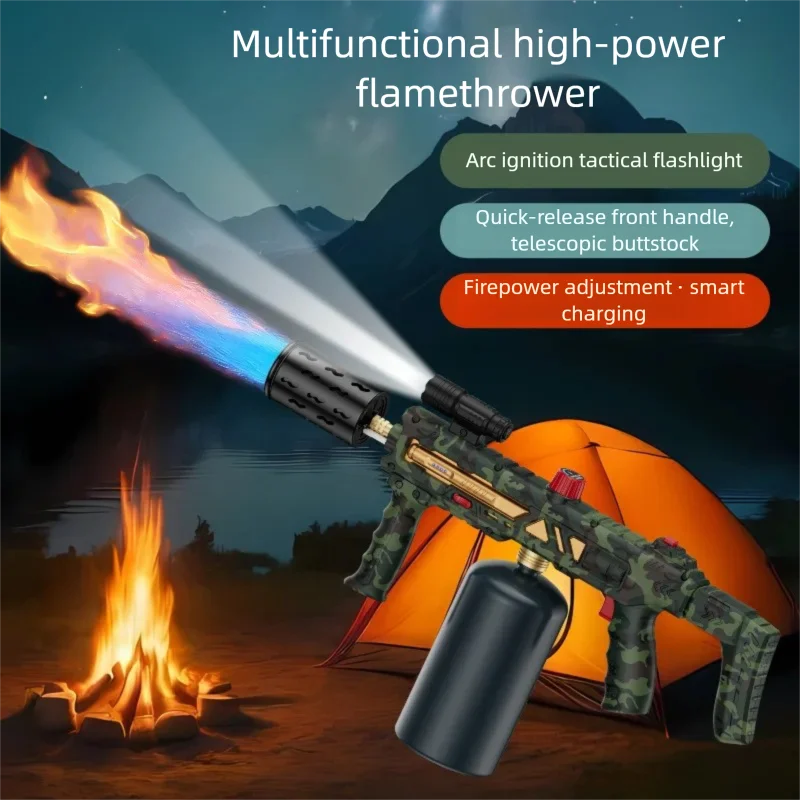 Multifunctional Outdoor Torch Flame Flame Gun Spray Gun Head Camping Baking Barbecue Handheld Flamethrower Lighter
