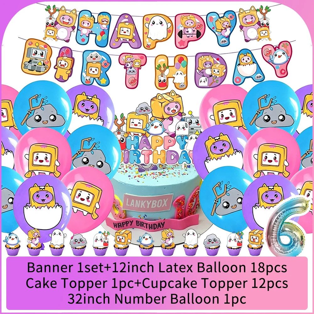 Cute Lankying Boxes Theme Birthday Party Decoration Set