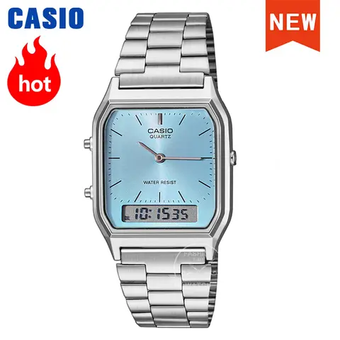 Casio Men's Watch Dual Display Screen Retro Style Personalized Dial Design Quartz Movement Water Resistant AQ-230A-