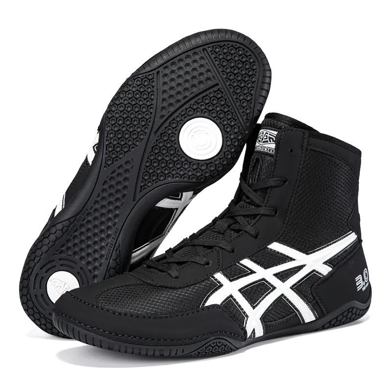 lightweight-wrestling-shoes-for-men-professional-boxing-training-sneakers-large-size-black-white-gym-outdoor-sports