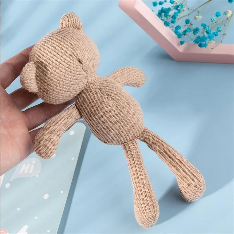 1PCS Knitted Jumpsuit Bear Plush Toys Small Pendant Mini Cute Soft  Animal Stuffed Toy Wedding Activity Gifts Doll For Kids 20Cm