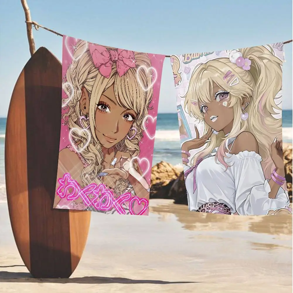 Gyaru Subculture Girls ANIME Retro Big Microfiber Beach Towels Quick Dry Towel Sand Beach Towels Pool Towel