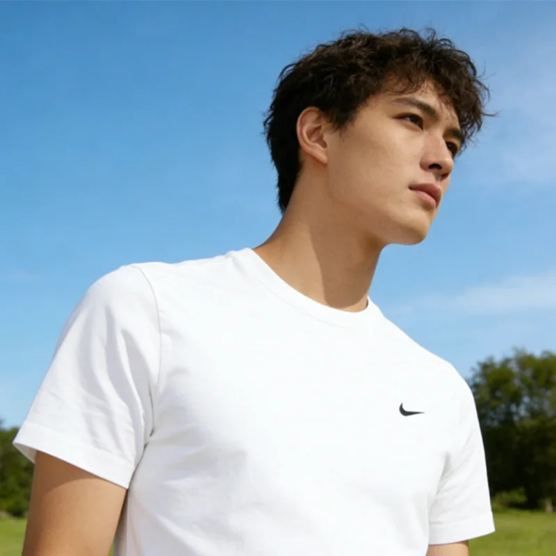 

Nike Men Pure Cotton Short Sleeve T Shirt White Loose Casual Sports Top BV0508-100