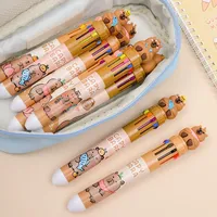 12Pcs Wholesale Creative Kapibara Ten-color Push Ballpoint Pen Cute Capybara Multi-color One Student Stationery Pen
