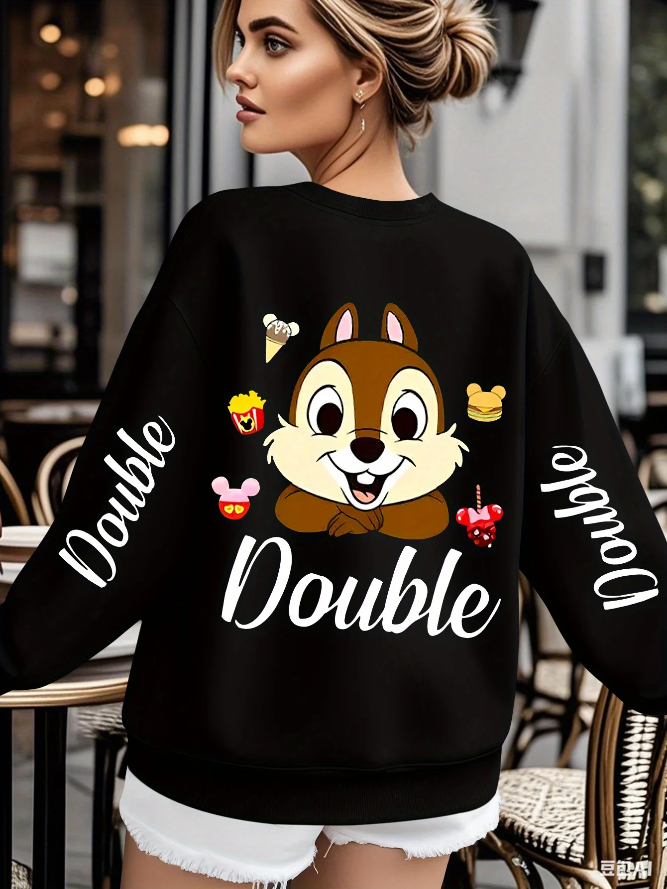 

Disney Women's Dale Pattern Sweatshirt Spring and Autumn Fleece Sweatshirt Everyday Outdoors for Any Occasion