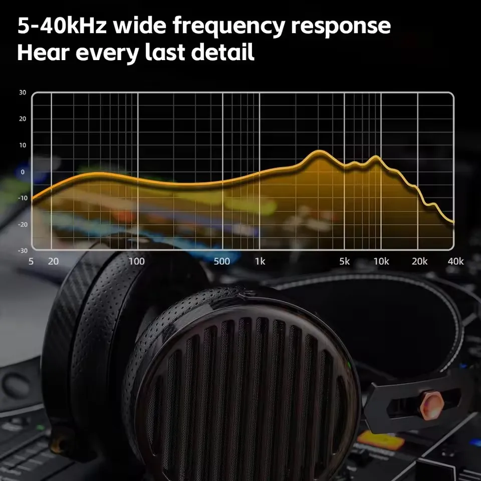 FiiO FT7 Gold Diaphragm Open-Back 106mm Large Planar Headphone Hi-Res Audio Music Wired Headset 4.4mm Large Carbon Fiber Body