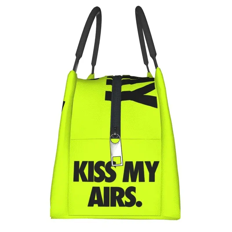 Custom Kiss My Airs Lunch Bags Men Women Thermal Cooler Insulated Lunch Box for Work Pinic or Travel Fruit Fresh Storage Bag