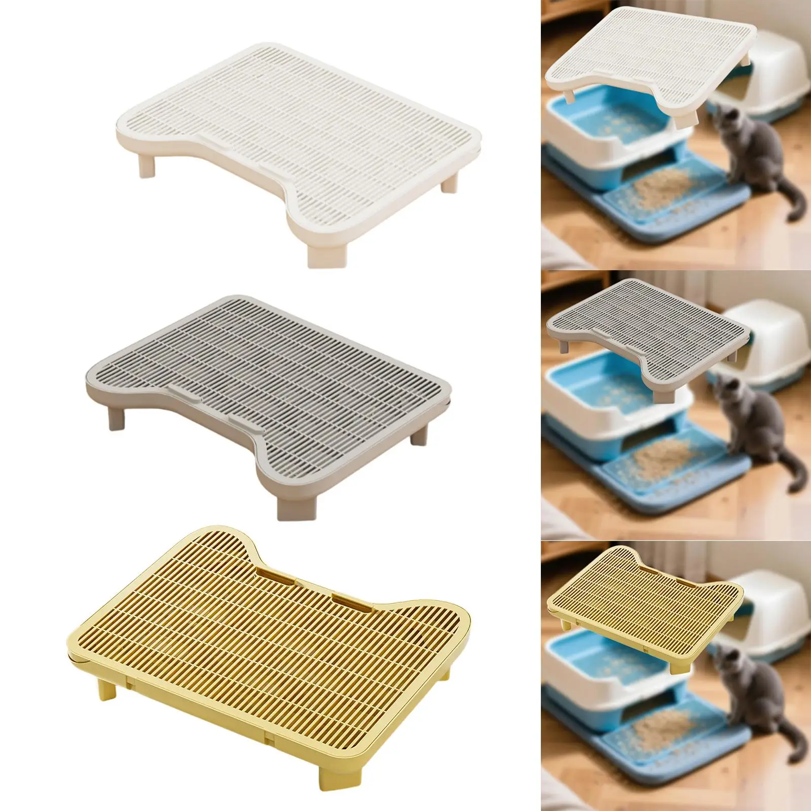 

Cat Litter Box Ramp,Lightweight,Sturdy,Easy to Clean with Filter Function,Elevated,Cat Litter Mat,Double Layer Washable