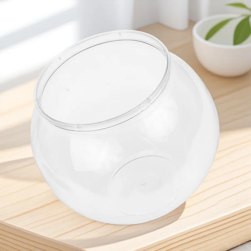

Small Clear Plastic Fish Bowl Aquarium Tank Sturdy Transparent Fish Keeper for Desktop Office Home Use