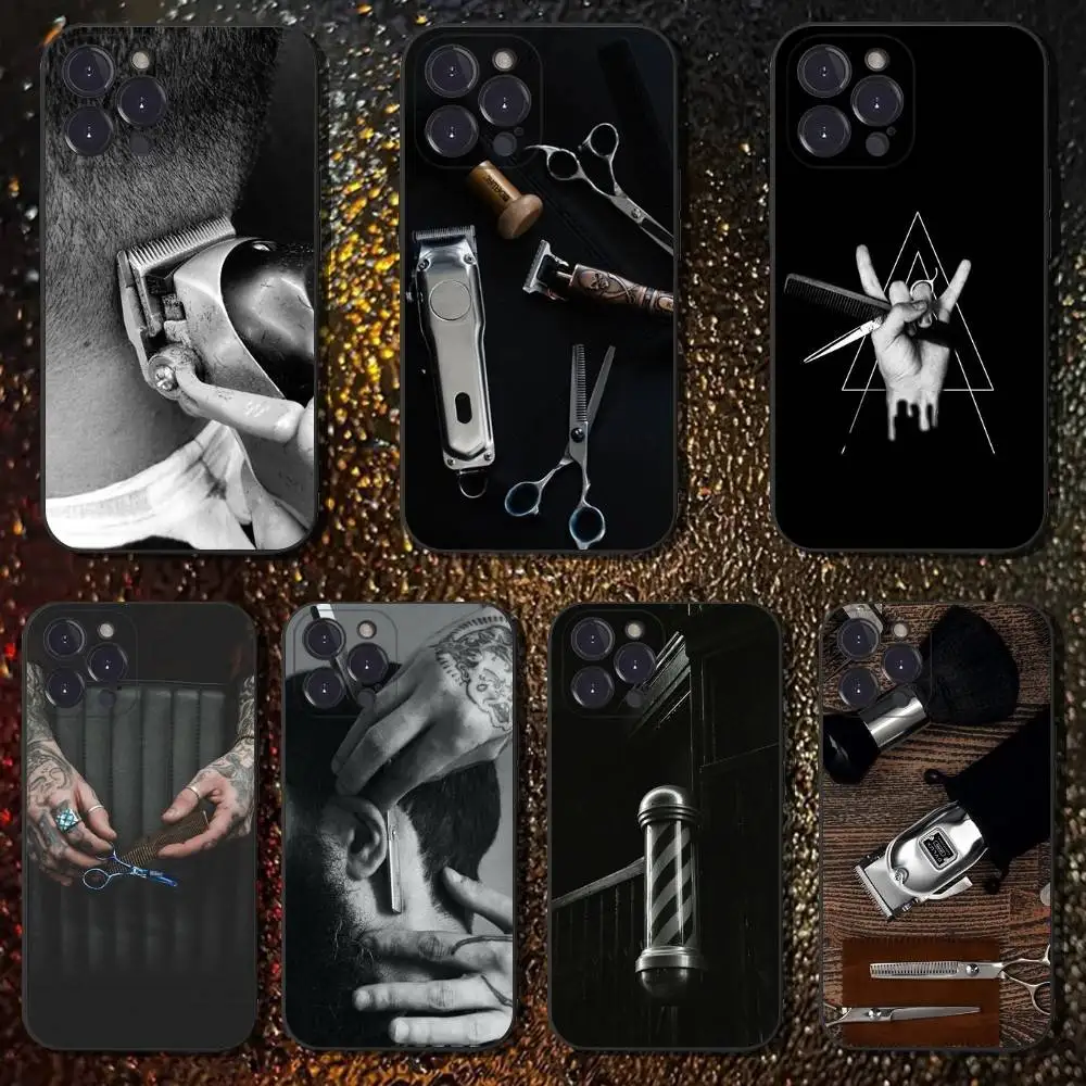 

Barber Shop Hair Stylist Phone Case For iPhone 6,17,16,15,14,13,12,11 Plus,Pro Max,XS,X,XR,SE,Mini,8,7,Soft Silicone Black Cover