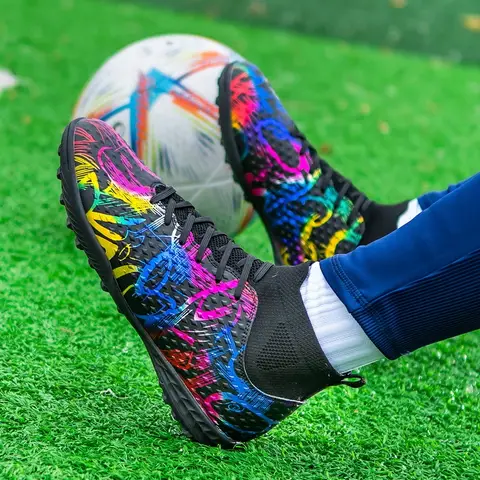 남성용 하이탑 축구화, 통기성 전문 훈련화, 긴 조각 스파이크 축구, 학생 및 어린이