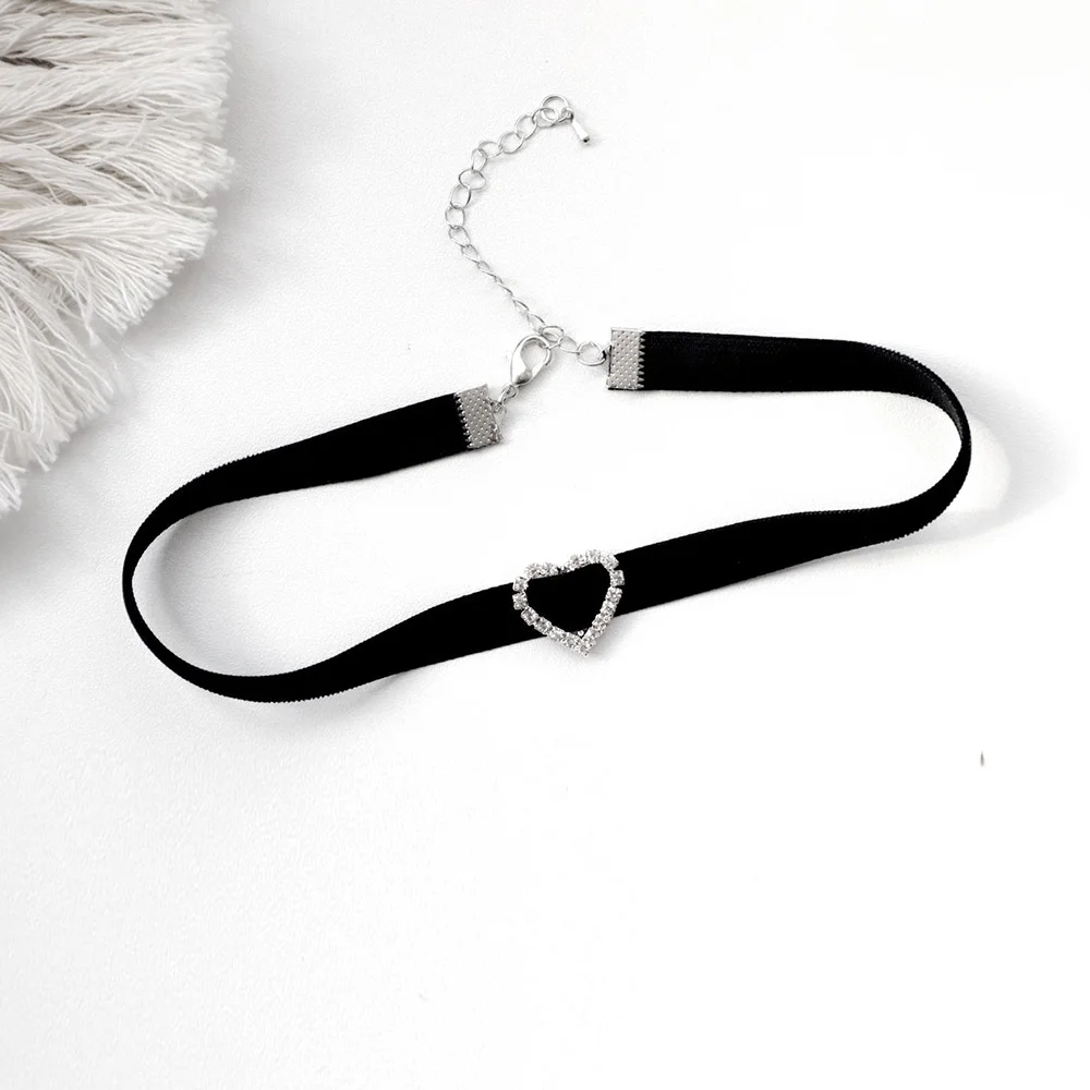 Koreanische Mode Schwarz Leder Samt Halsband Halskette Punk Gothic Schmuck Halsband Vintage Goth Halskette für Frauen Geschenke Collier – Detail 5
