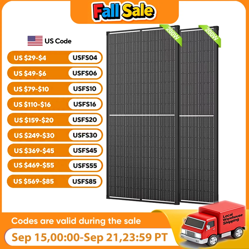 

WERCHTAY 200W Solar Panel 12 Volt Monocrystalline Solar Panel 18BB Cells High Efficiency Module RV Marine Boat Caravan Off Grid