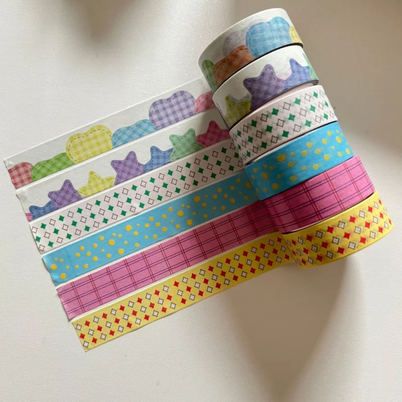 1Pc Cute Simple Ribbed Material Decoration Washi Tape Kawaii Stationery DIY Journal Scrapbooking Material Masking Tape Supplies