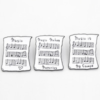 Music Score Brooches Music Mokes Memories Enamel Pins Music Lover Cartoon Piano Score Backpack Badge Jewelry Accessories