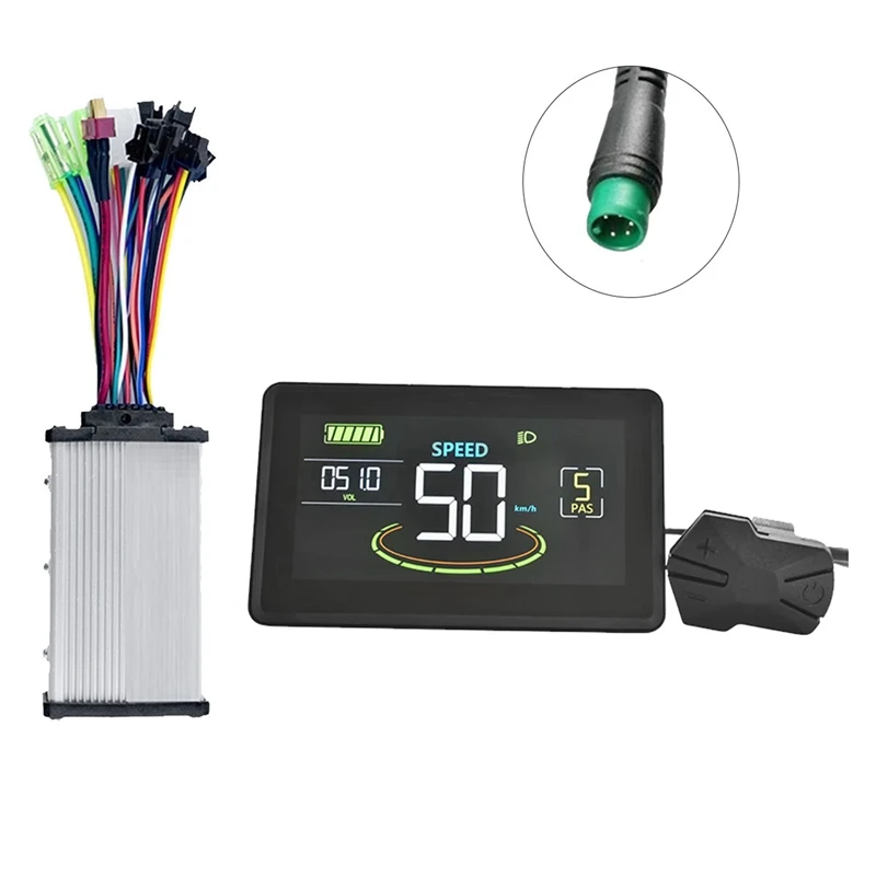 H6C elektrische fiets LCD-scherm 24V-60V + 36V 350W sinuscontroller kleurenscherm met USB UART voor elektrische fietsonderdelen (5PIN)
