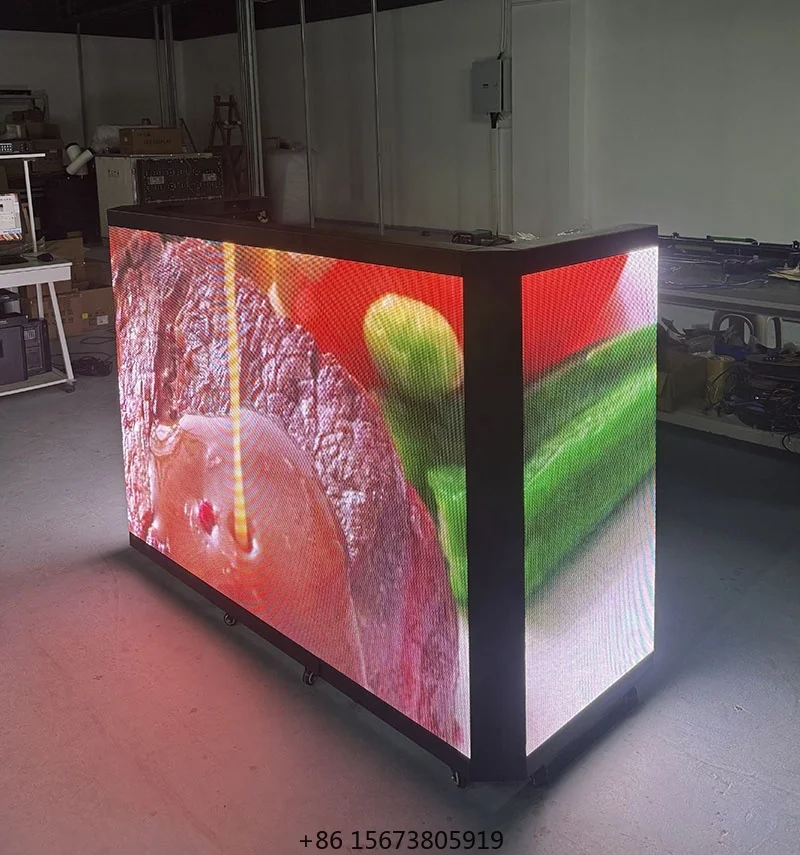 Custom logo Dj Booth Stage Disco Led Screen Folding Dj Table Booth Portable Foldable Led Dj Booth with Led Display