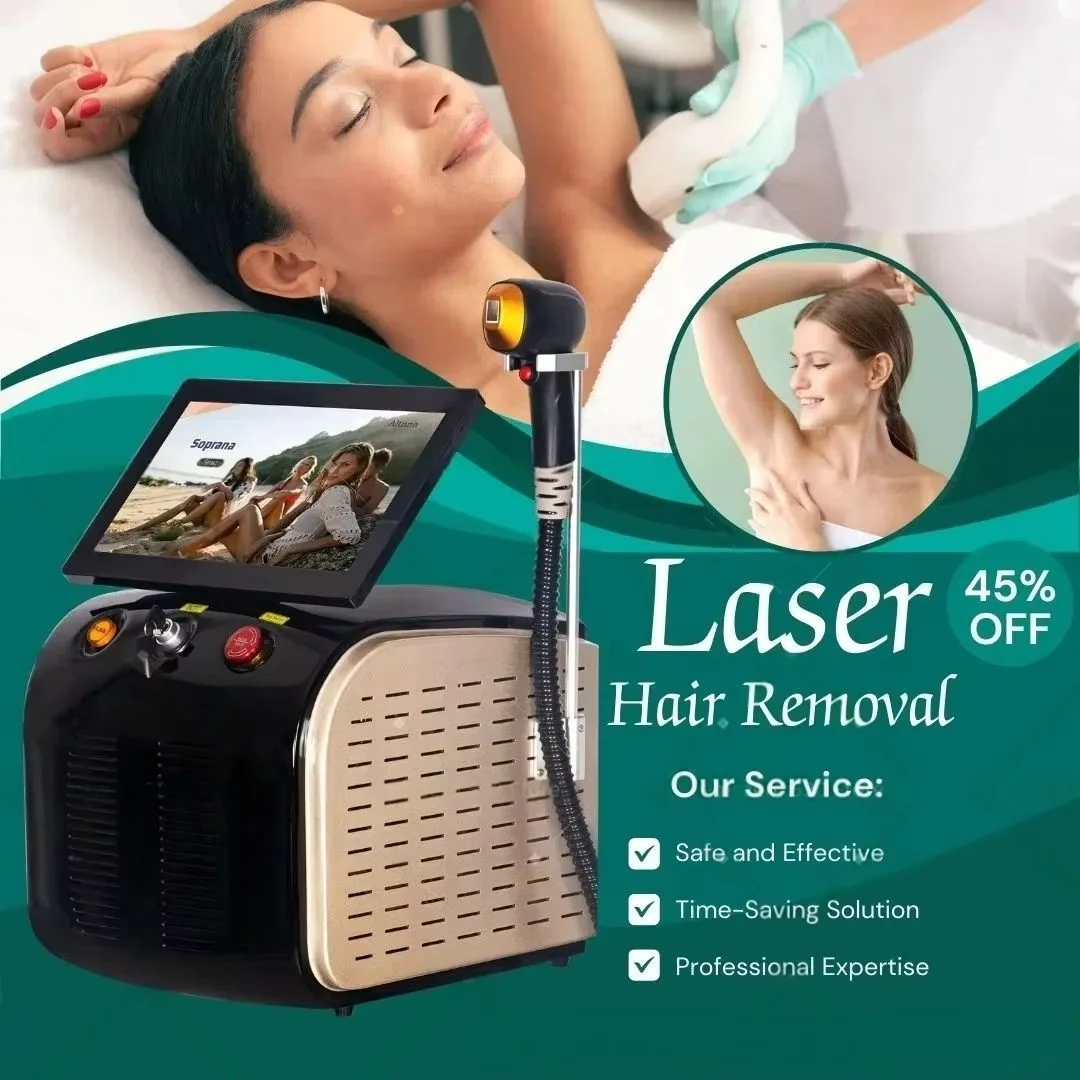 3000W Ice Platinum Diode Laser Hair Removal Machine 808nm Triple Wavelengths Smooth Pain-Free Results for Home Use