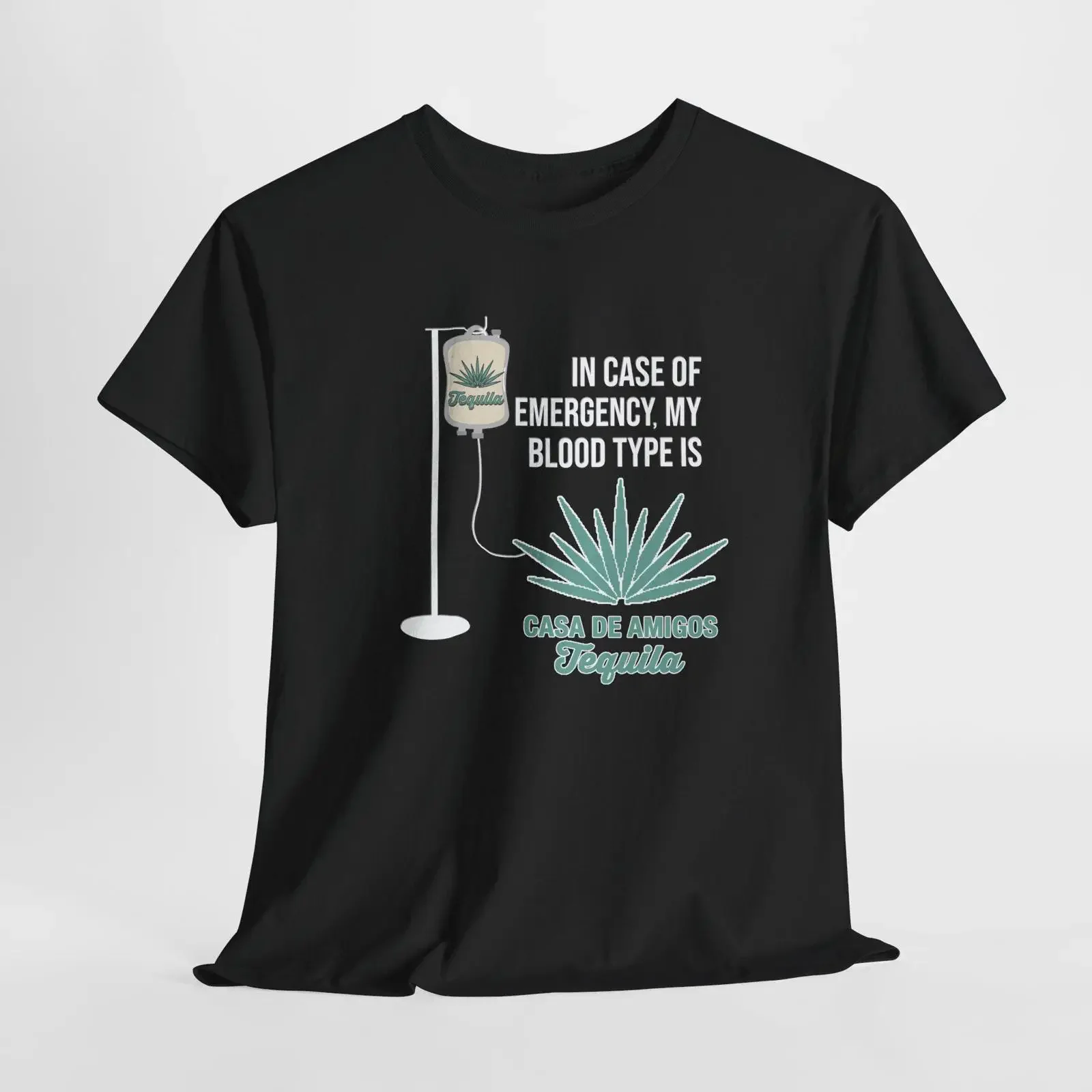 In Case Of Emergency My Blood Type Is Casa De Amigos Tequila Funny Agave T Shirt vintage Washed streetwear Stretched graphic