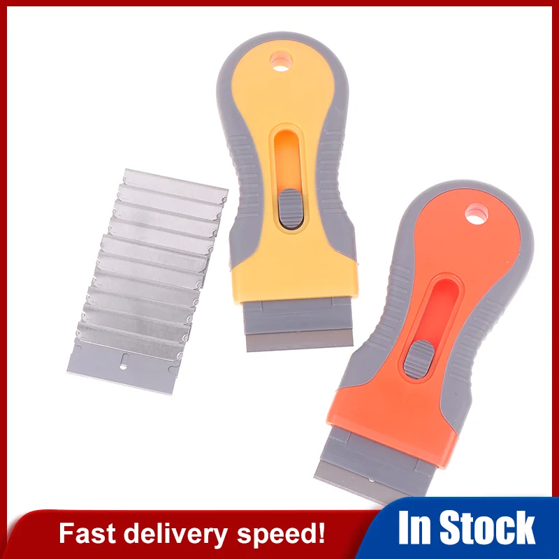 1 Set Glue Removal Blade With 10 Blades Telescopic Adjustment Knife Cleaning Scraper Tool For Removing Labels Stickers Paint