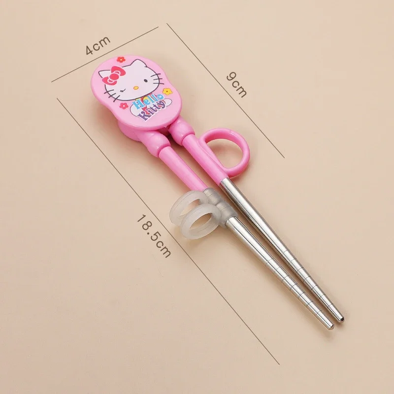 Sanrio Hello Kitty Chopsticks Cartoon Reusable Stainless Steel Tableware Baby Learning Eat Training Correction Cute Chopsticks