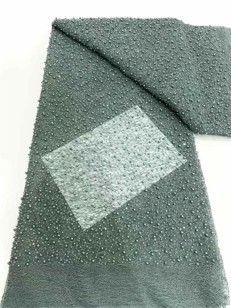 2025 Luxury Nigerian African Beaded Pearl Lace Fabric High Quality Sequins Embroidery African French Lace Fabric For Sewing Dres