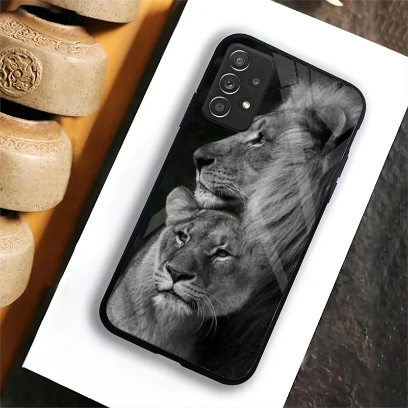 King Of Beasts Lion Phone Case For Samsung A 52 70 71 72 81 91 E S 4G 5G 33 20 S 12 10 21 22 13 30 31 32 40 42 50 51 Glass Cover