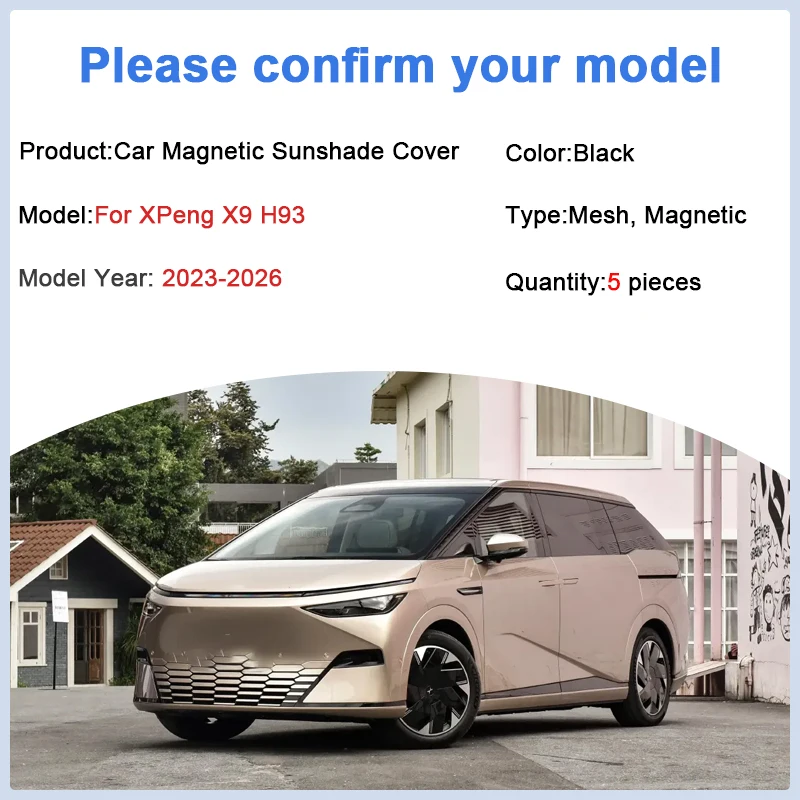 

For XPeng X9 Accessories H93 2023 2024-2026 Full Coverage Auto Mesh Sun Visors Sunscreen Windowed Anti UV Sunshade Car Body Kits