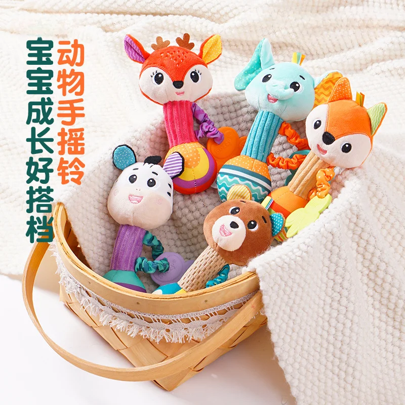 

Colorful Baby Rattles Fox Deer Zebra Bear Bunny Animal Shaped Infant Hand Rattle With Teether Crib Baby Toys 0 to 12 Months