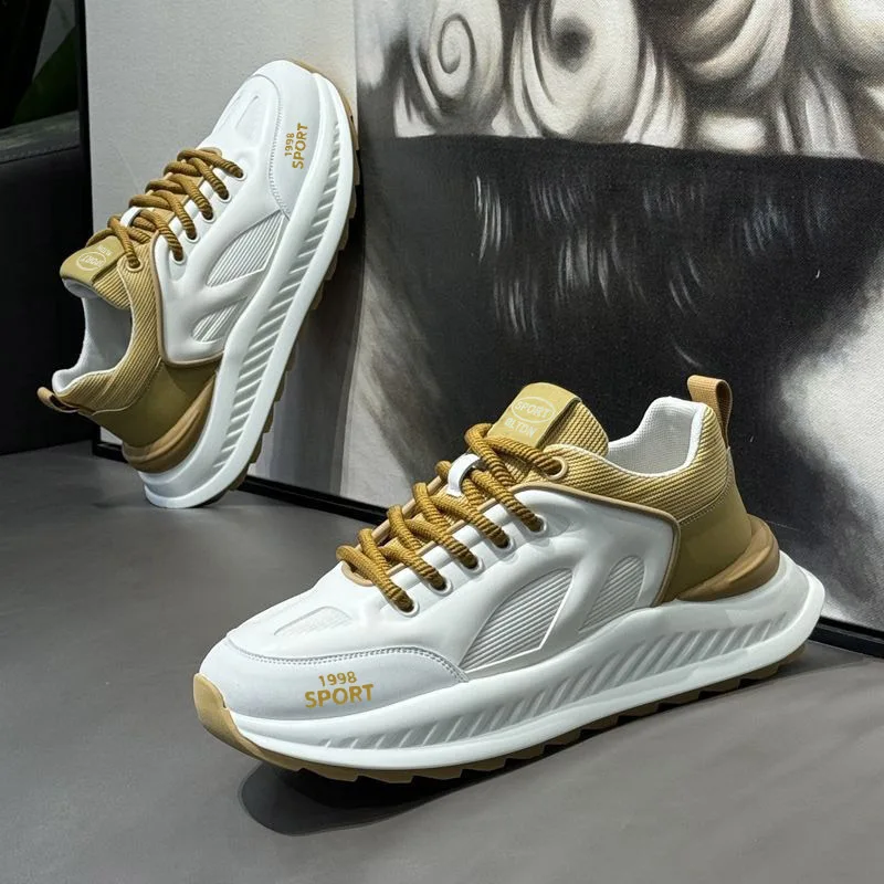 New Men's Shoes for Spring Thick-soled Casual Shoes Trendy Sports Shoes with A Sense of Design Breathable Mesh Men's Sneaker
