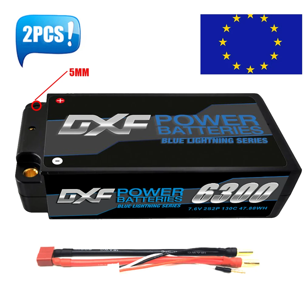 

(EU)DXF Lipo 2S 7.6V Battery 6300mAh 130C Shorty Lipo Graphene Racing Series HardCase For RC Truck Evader BX Truggy 1/10 Buggy