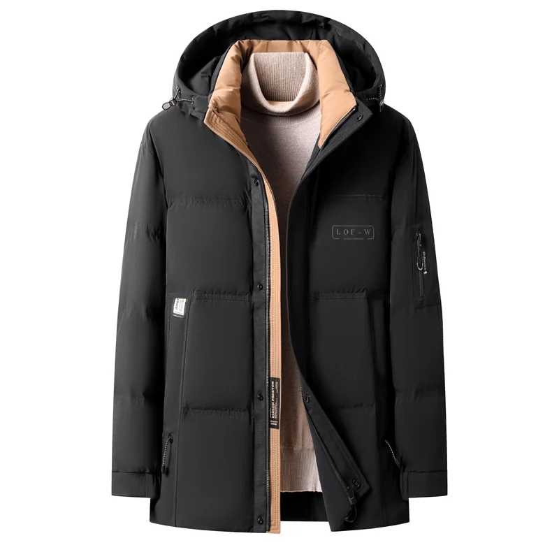 YEAE Short Men's Winter Down Jacket Hooded Removable Luxury Duck Down Padding Male Winter Brand Padded Jacket Cold Clothing Coat