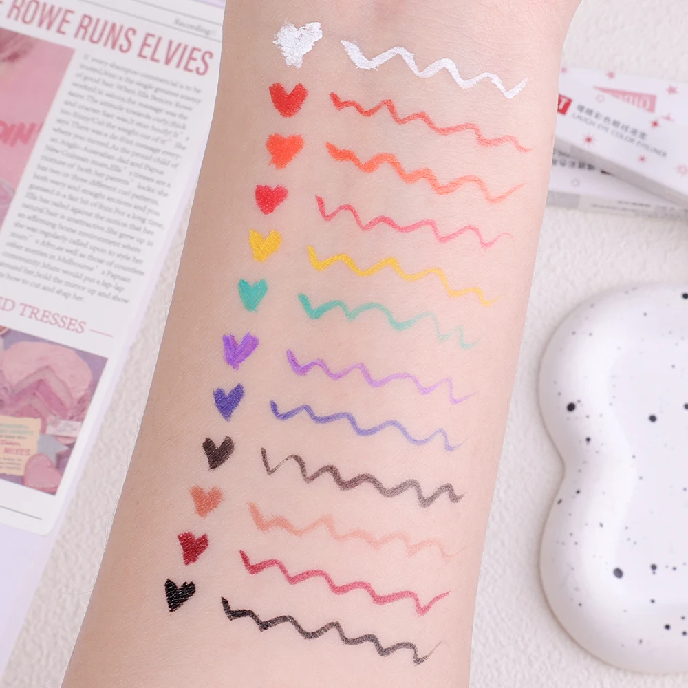 Black White Colored Eyeliner Pen Waterproof Sweatproof Long Lasting Non-smudge Matte Ultra-thin Eye Liner Makeup Cosmetic Beauty