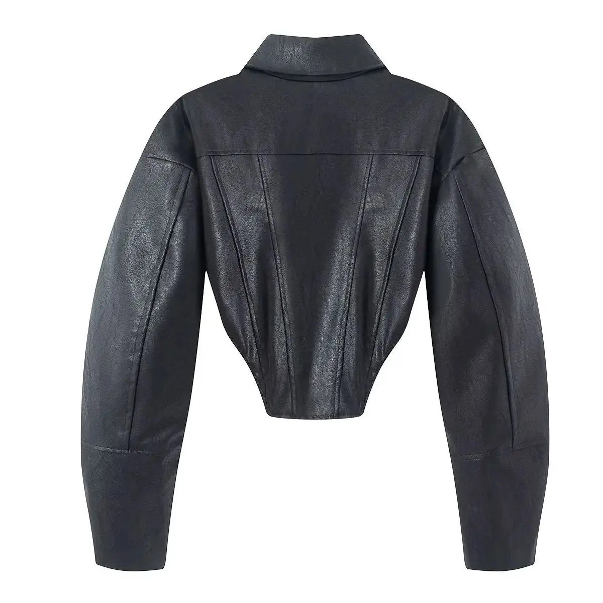 2026 Women's American Retro Vintage Faux Leather PU Jackets Lady High Street Motorcycle Biker Zippers Short Cropped Coats Tops