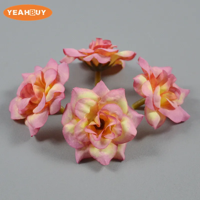 50 Uds. Cabezas de flores rosas de seda de 26 colores, flor de simulación para el hogar, decoración de boda para álbum de recortes, artesanía,
