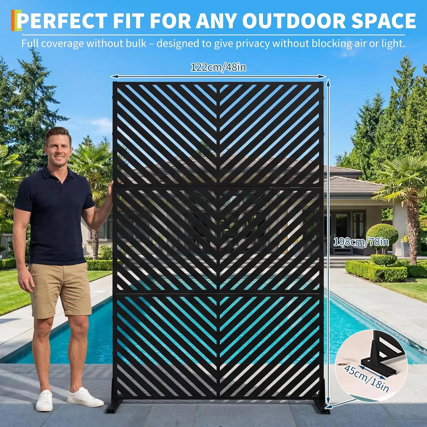 Garden Metal Outdoor Privacy Screen, 78